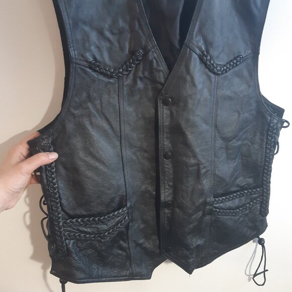 USA Leather - Men's - Genuine Black Leather Braided Trim & Side Laces - Large - Picture 8 of 16